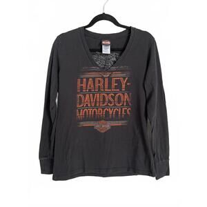 Harley-Davidson Bourbon Street Long Sleeve T-Shirt Women’s L Black Graphic Tee